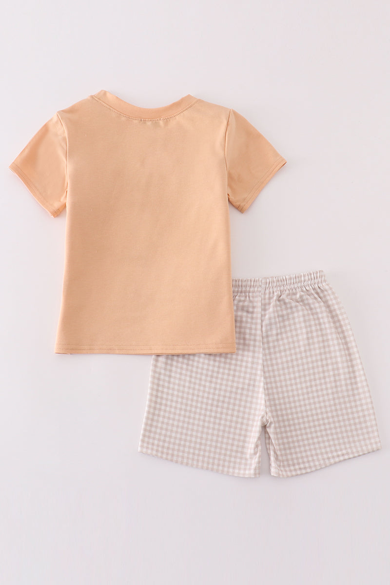 Khaki shells starfish french knot boy set