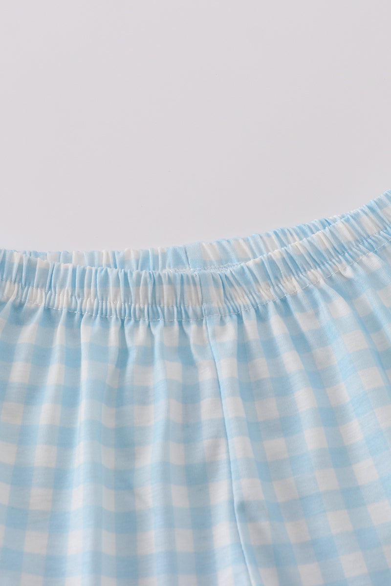 Green ice cream embroidery shorts set