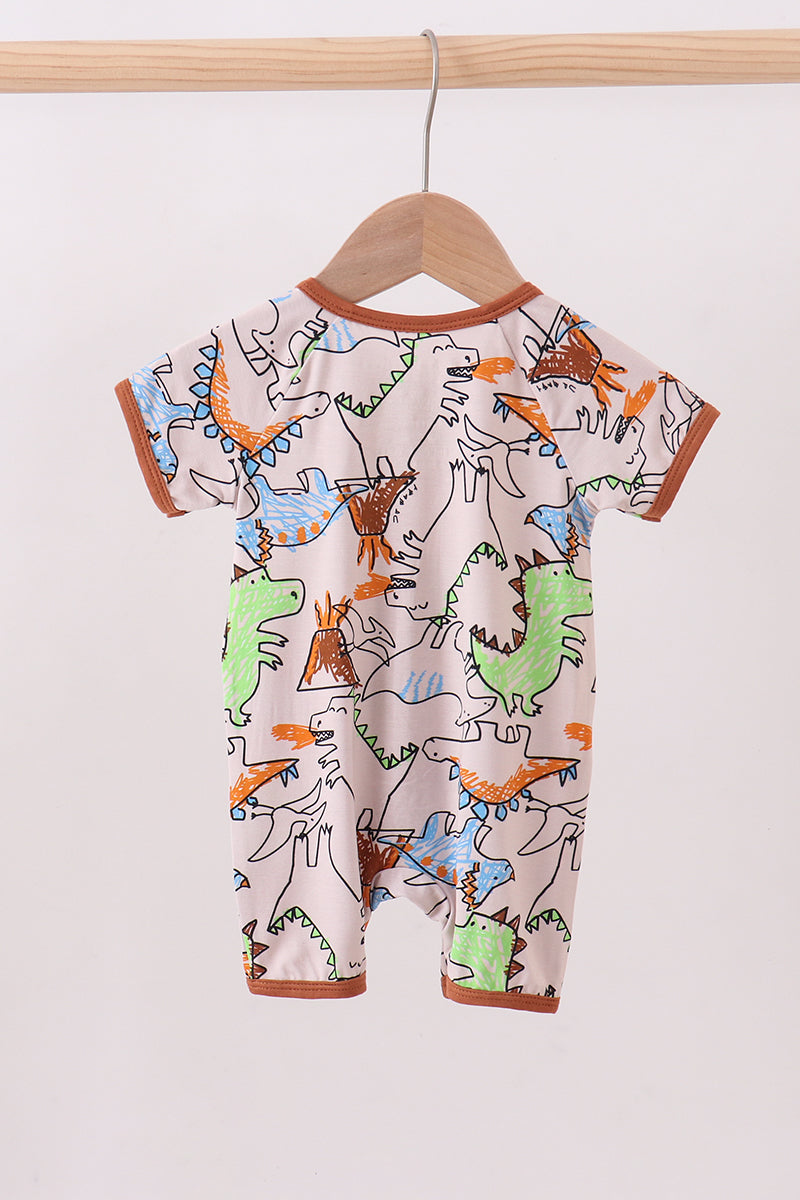 Dinosaur bamboo zipper romper