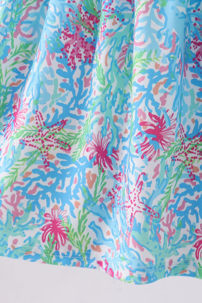 Mint island bloom ruffle dress