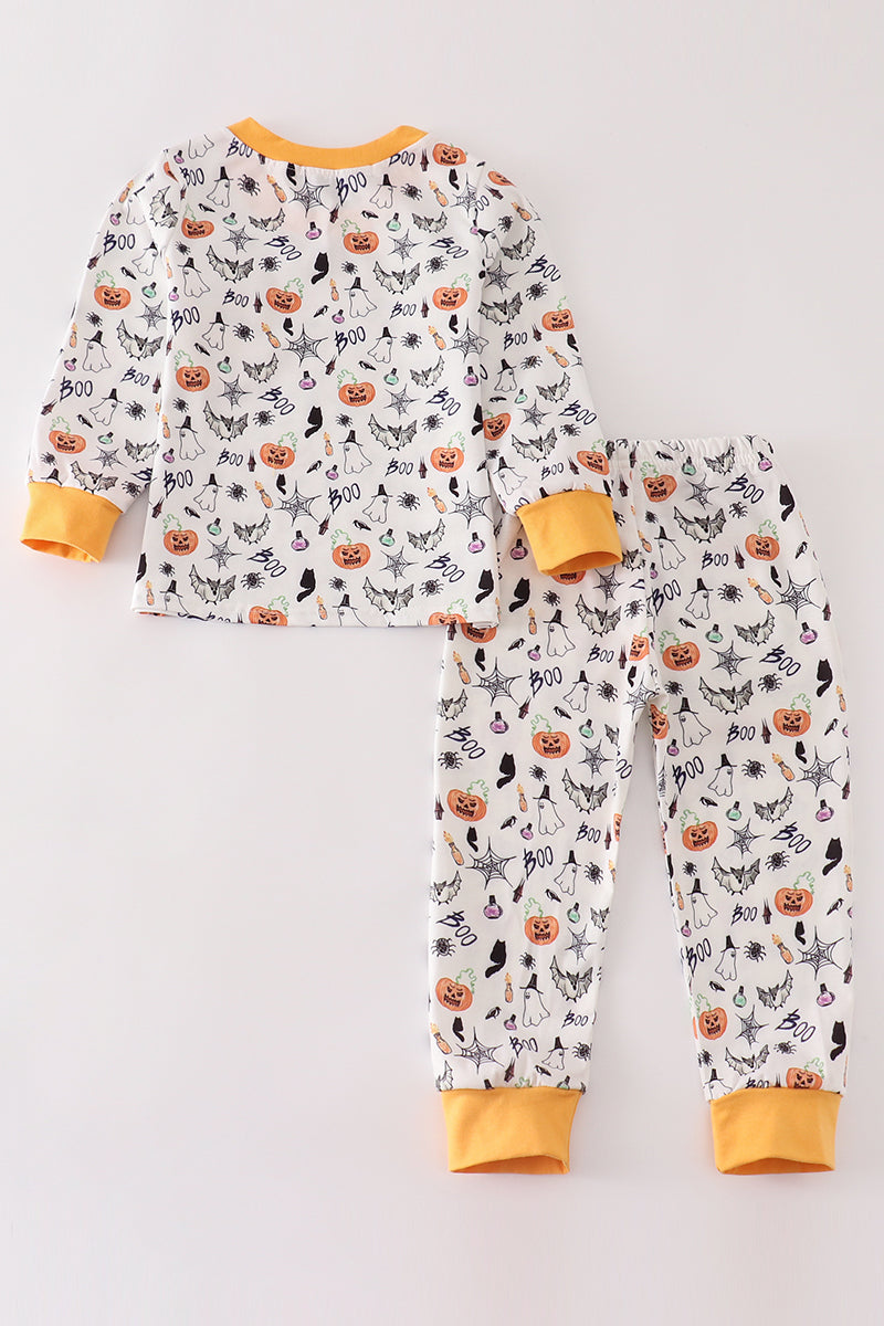 Halloween print boy pajamas set