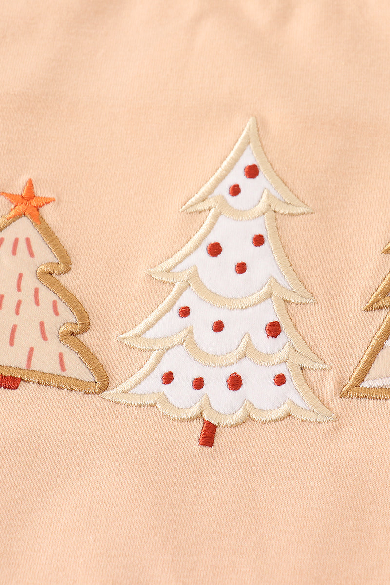 Khaki christmas tree applique boy set