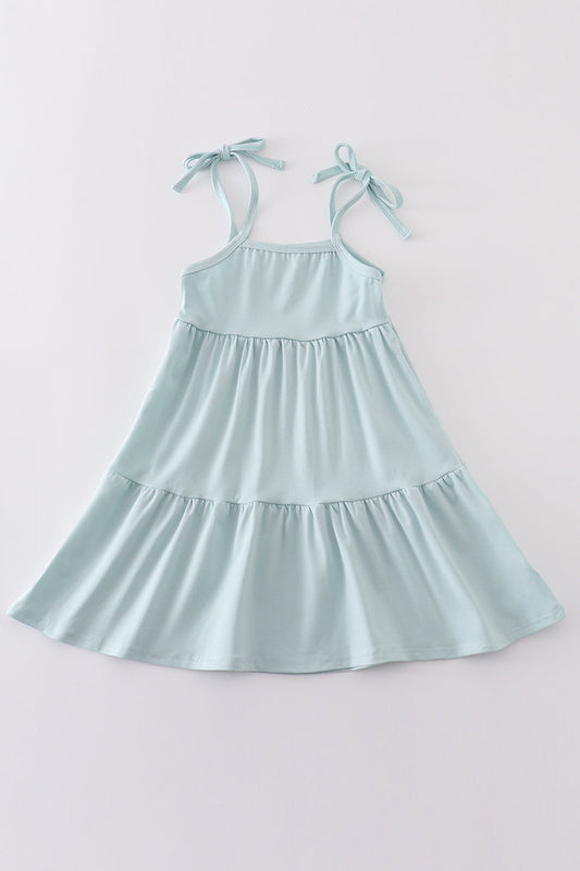 Blue tiered strap girl dress