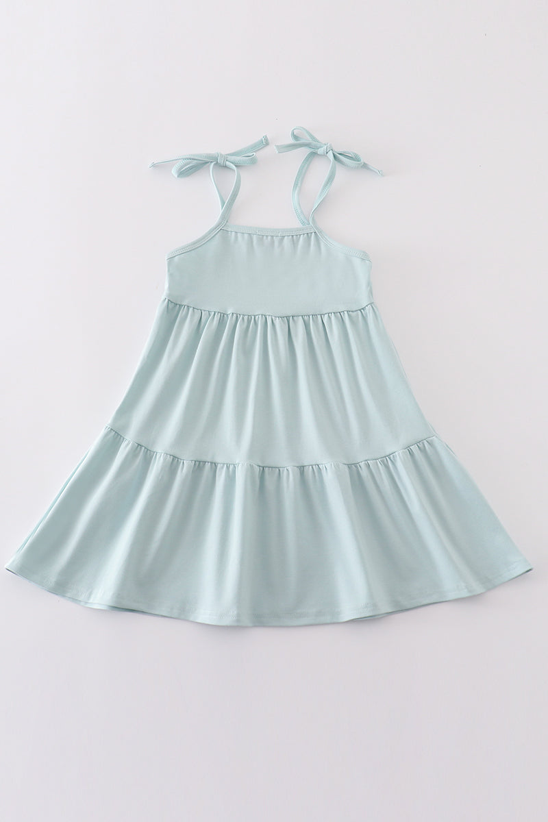 Blue tiered strap girl dress