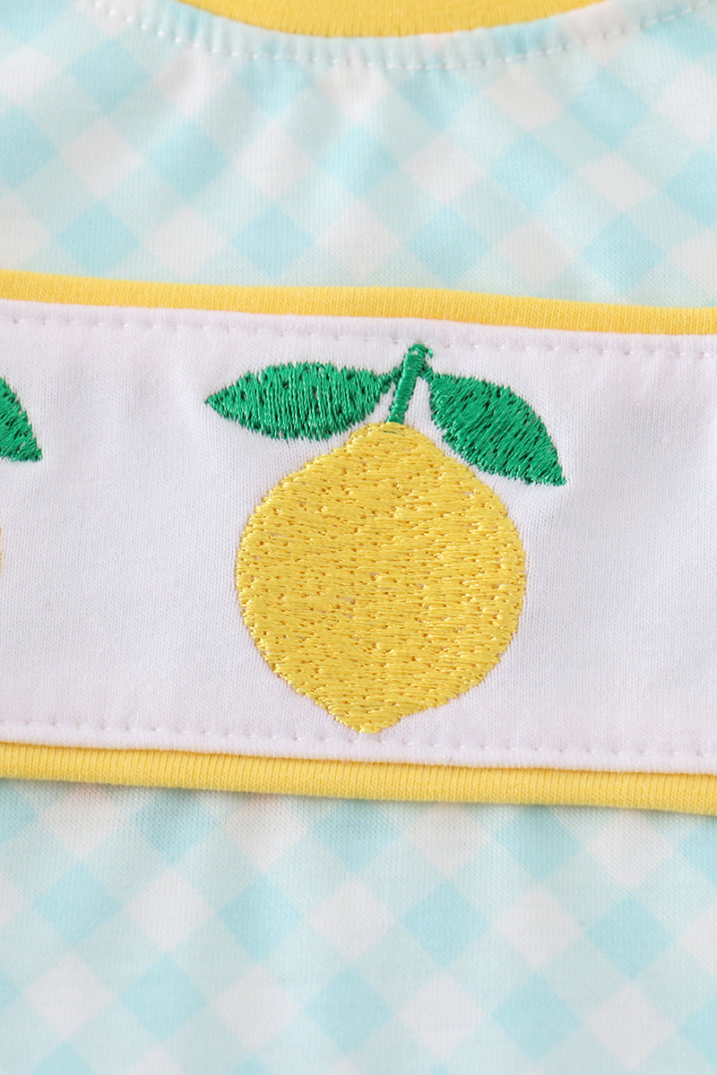 Mint lemon embroidery boy bubble