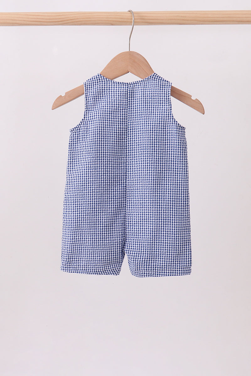 Blue crab embroidery gingham jonjon