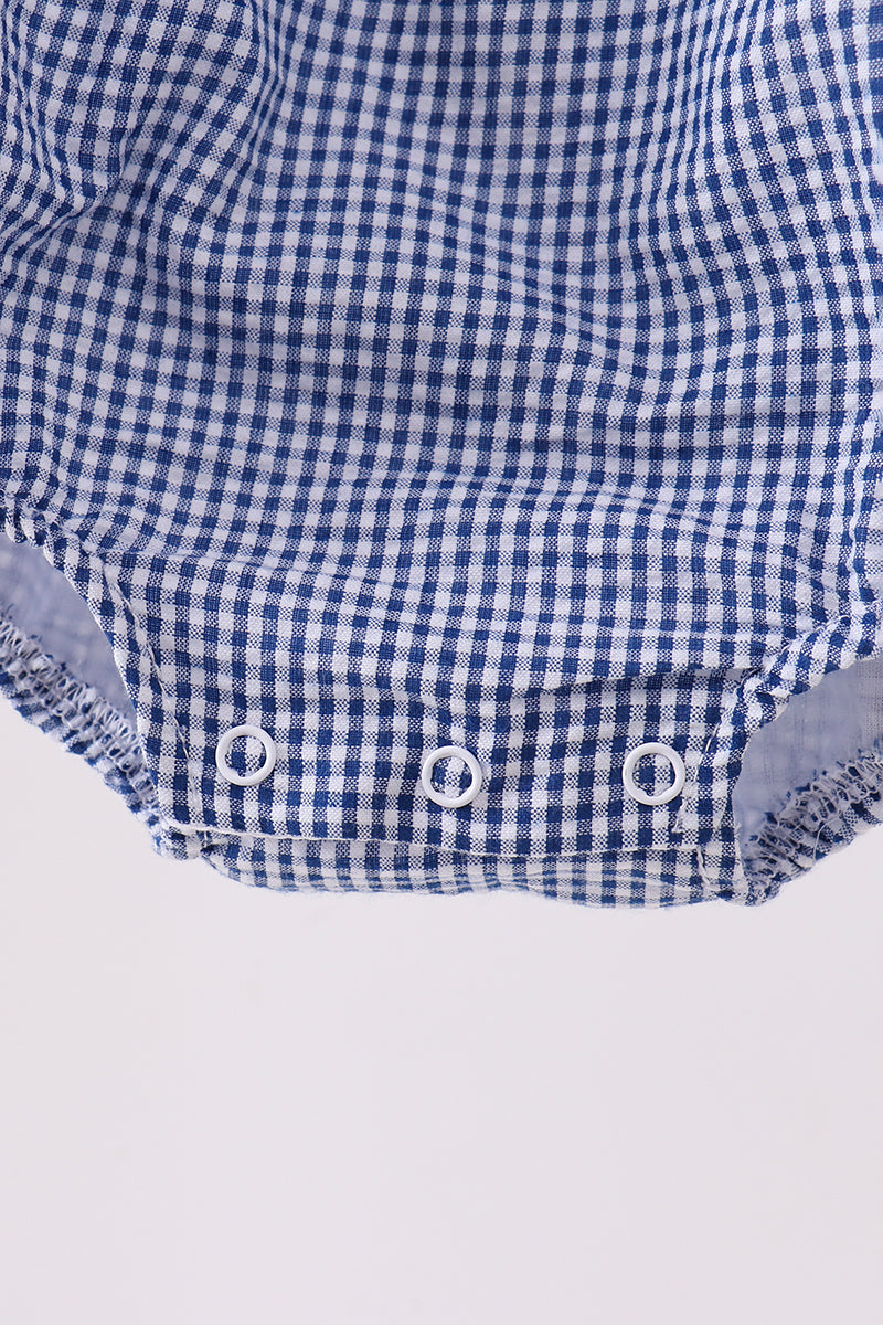 Blue crab embroidery gingham bubble