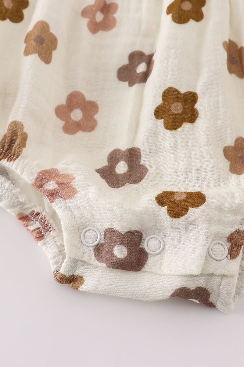 Premium Khaki muslin floral bubble