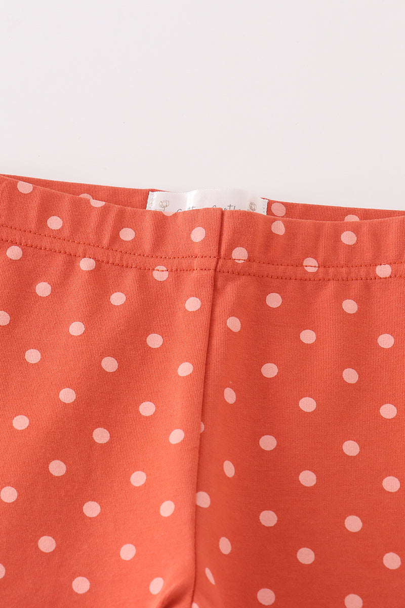 Platinum rust dot ruffle girl pants