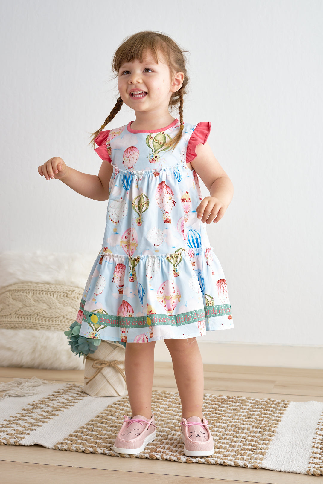 Platinum balloon print ruffle tiered dress