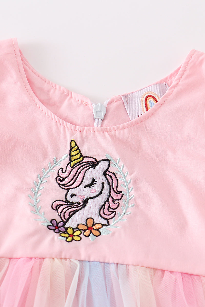 Rainbow unicorn ruffle girl bubble