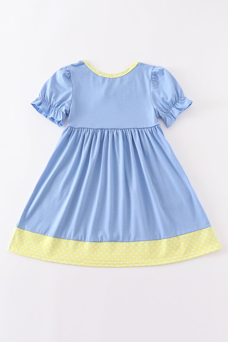 Blue crayon embroidery dress