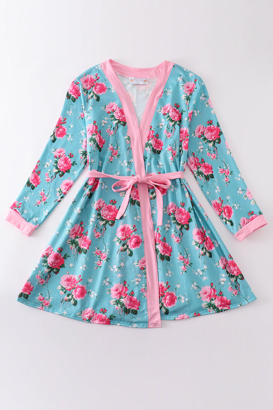 Mint floral women pajamas robe