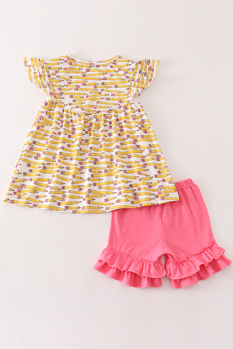 Yellow pencil girl ruffle set