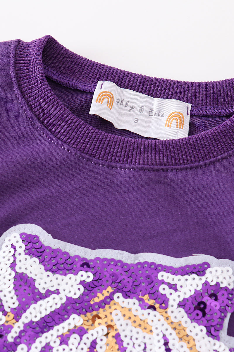 Purple LSU tiger sequin sweatshirt mom & me