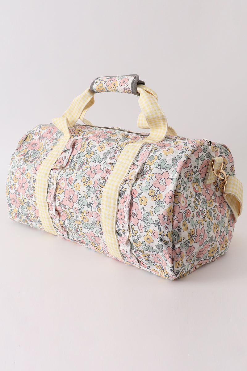 Yellow floral travel bag