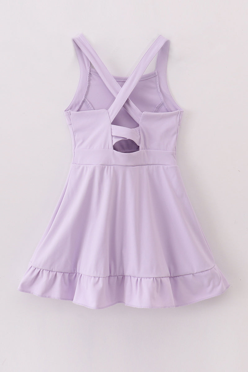 Purple active sporty ruffle tennis dress