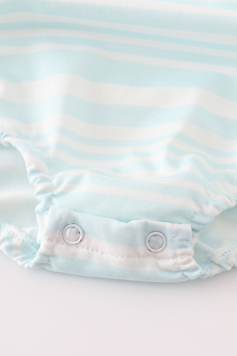 Blue stripe ruffle boy bubble