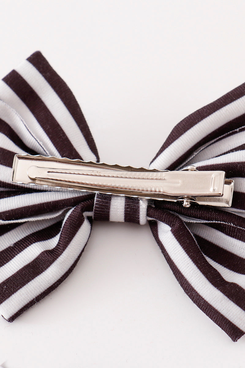 Black stripe piggie hair bow