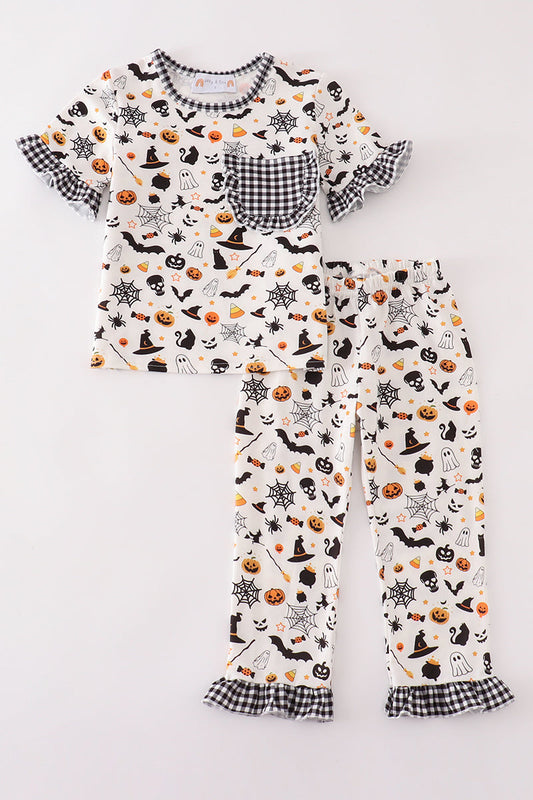 Halloween zip girl pajamas set