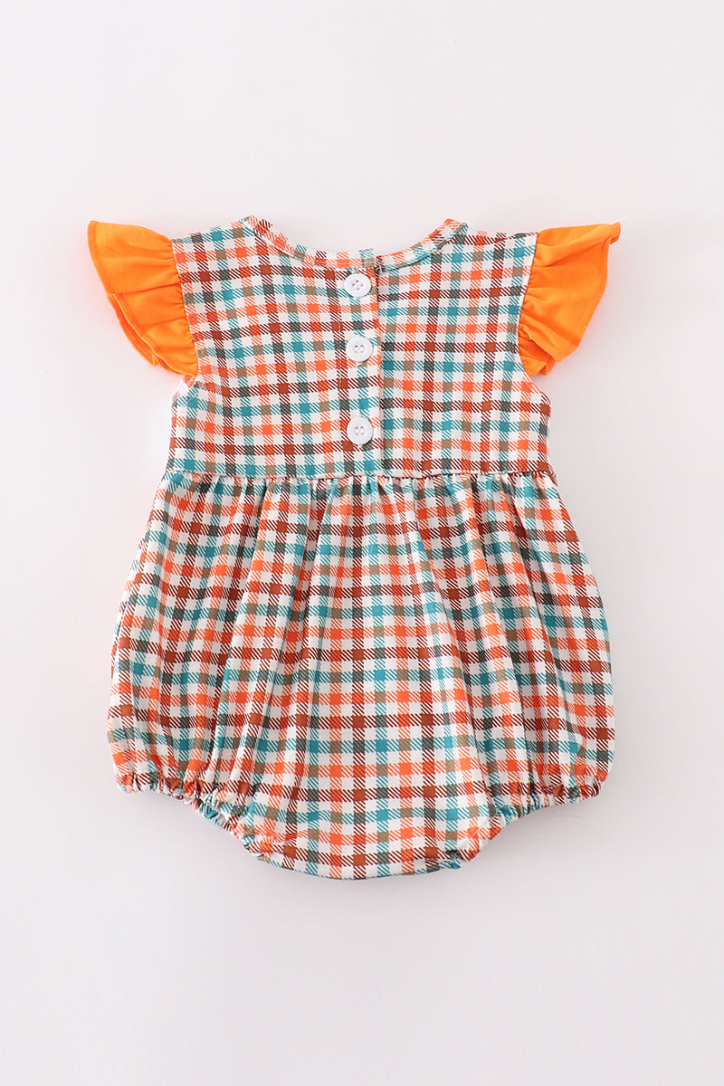 Pumpkin french knot gingham girl bubble