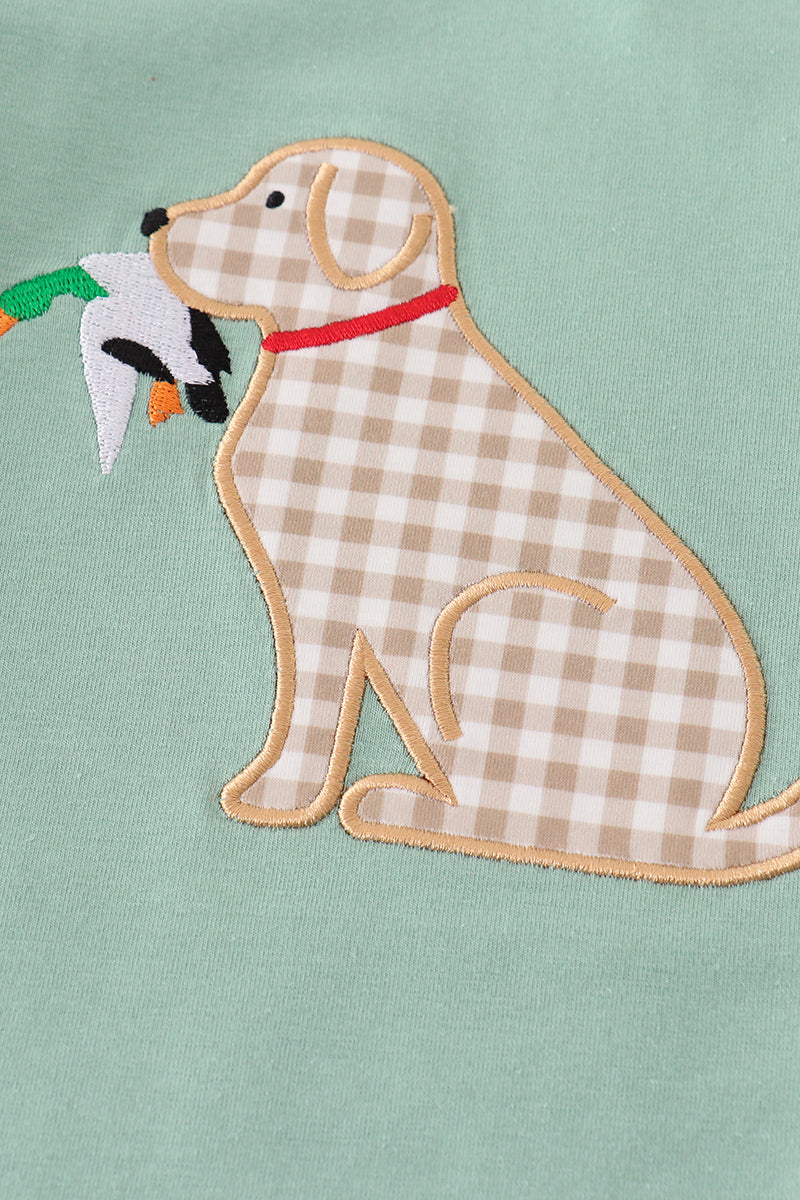 Sage hunting duck puppy applique boy set