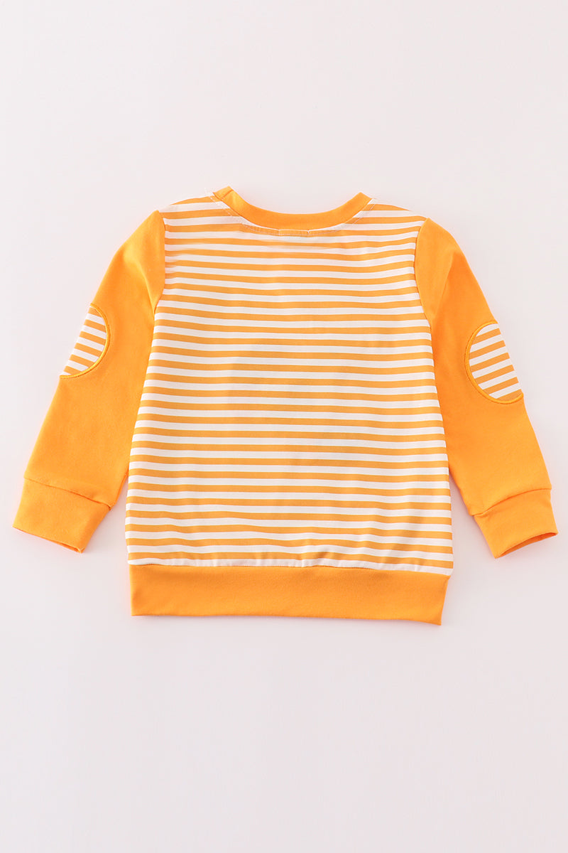 Yellow stripe thanksgiving turkey french knot boy top