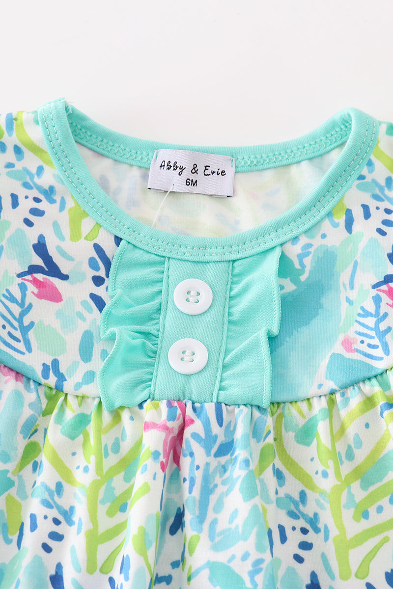 Green floral ruffle girl bubble