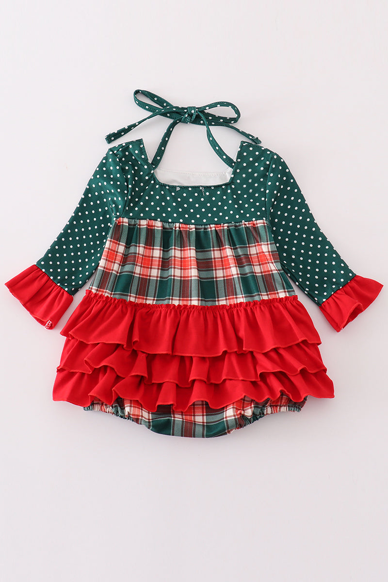 Forest merry christmas plaid girl bubble