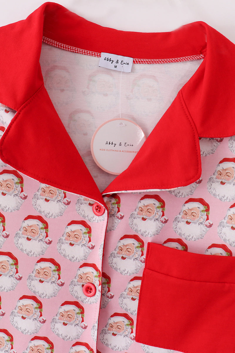 Pink christmas santa claus women pajamas set