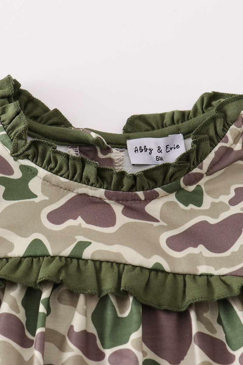 Camouflage print ruffle bubble