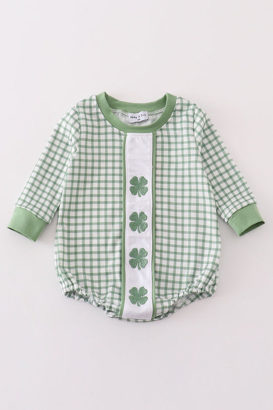 Green clover embroidery boy bubble