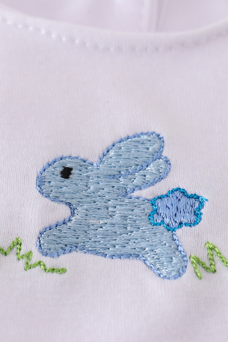 Leopard bunny embroidery boy gingham bubble