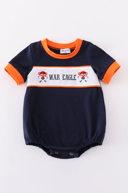 Navy orange war eagle embroidery boy bubble