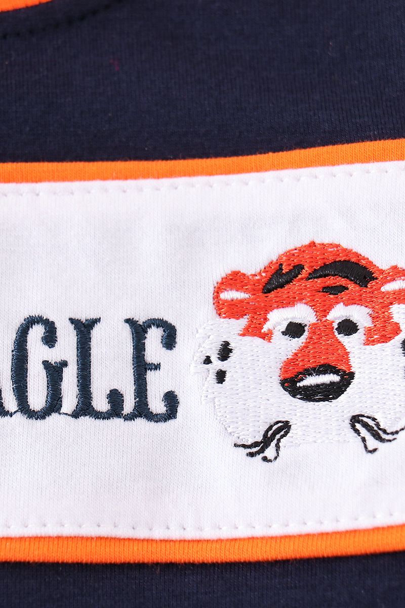 Navy orange war eagle embroidery boy bubble