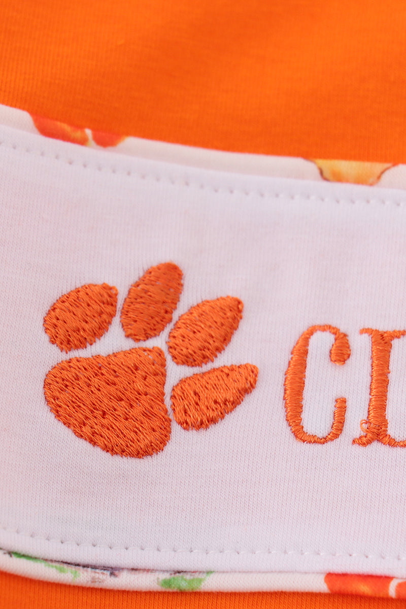 Orange clemson embroidery boy set