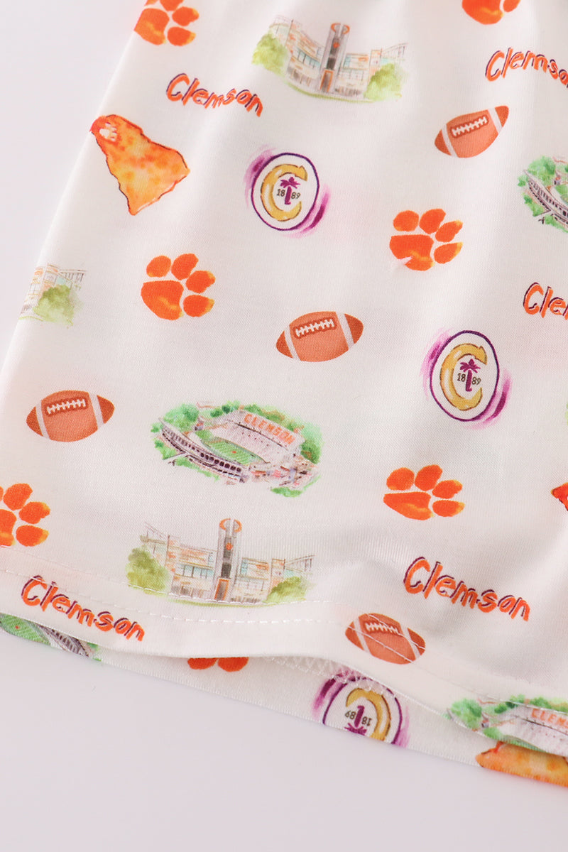 Orange clemson embroidery boy set