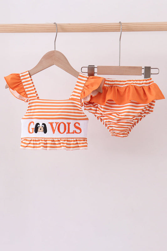 Tennessee Go vols smocked stripe 2pc swimsuit