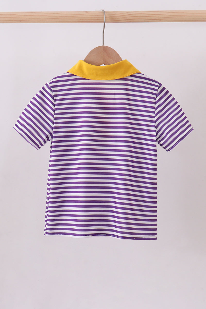 Purple LSU GEAUX applique top