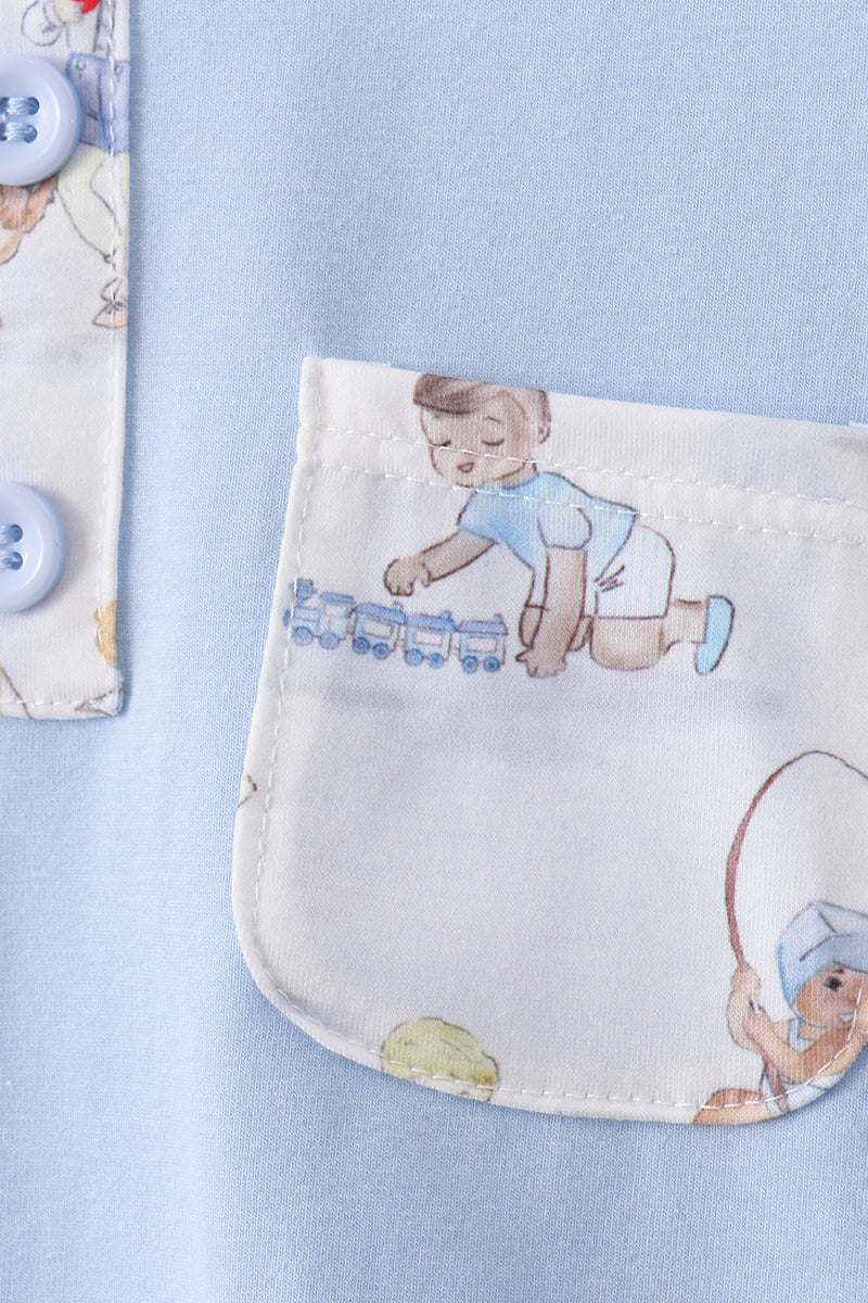 Blue all day adventure shorts set