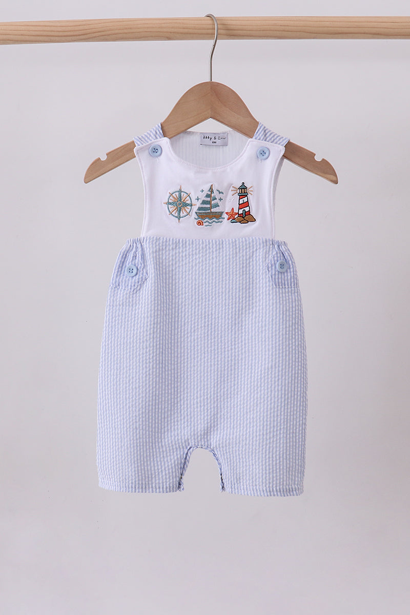 Blue sailboat seersucker jonjon