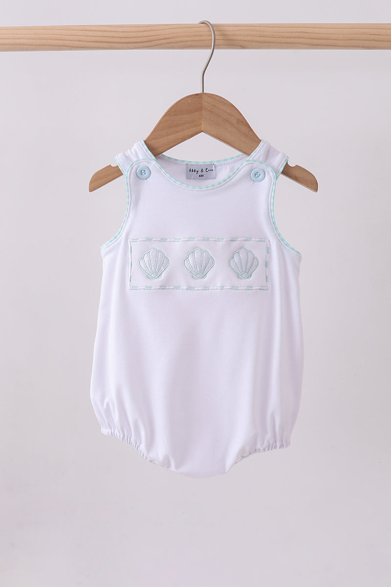 Blue seashell embroidery bubble