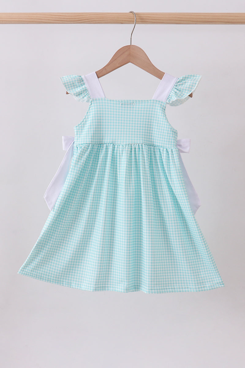 Blue seashell embroidery ruffle dress