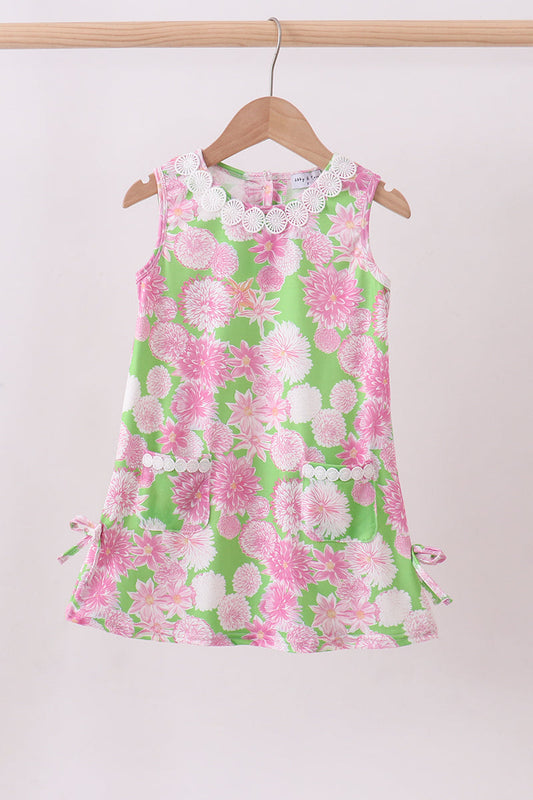 Pink floral lace shift dress