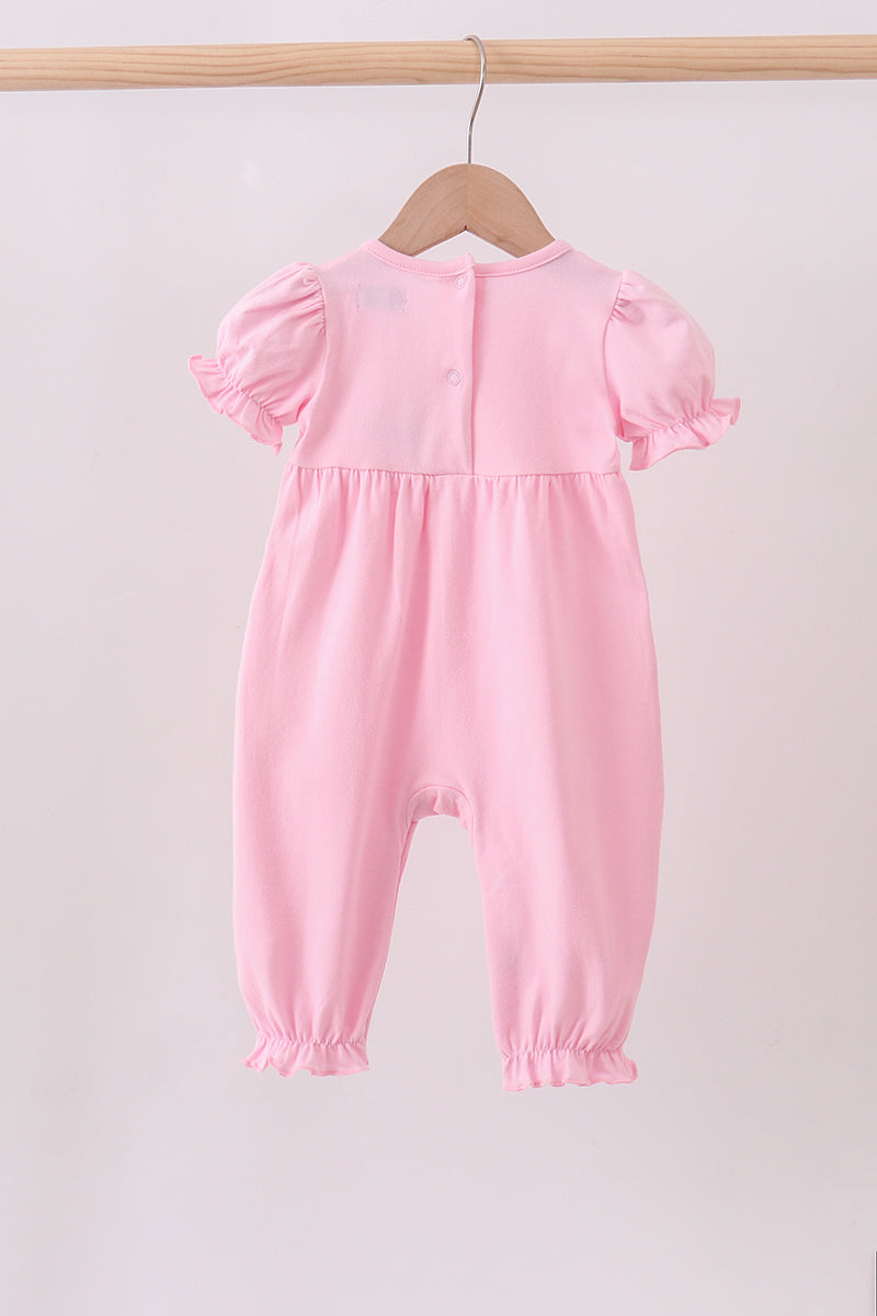 Pink bow applique romper