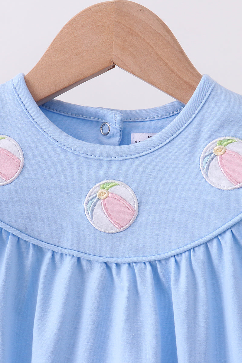 Blue ball embroidery ruffle bubble