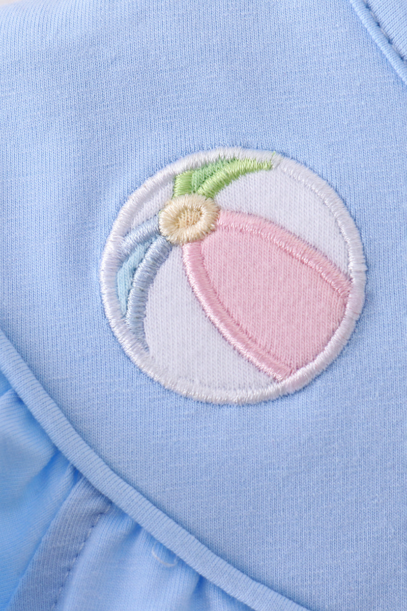 Blue ball embroidery ruffle bubble