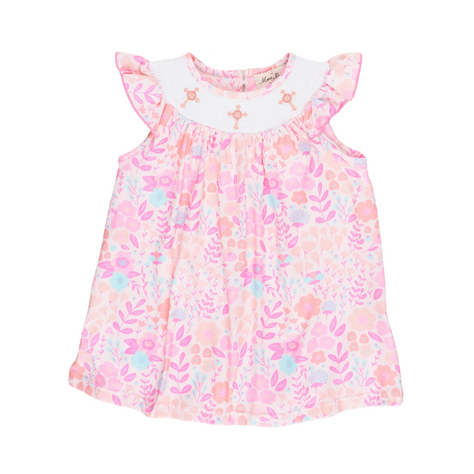 Easter Watercolor Floral Smocked Dress