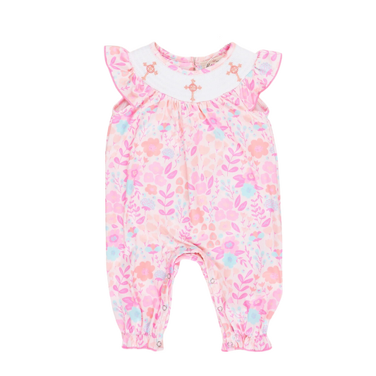 Easter Watercolor Floral Smocked Romper